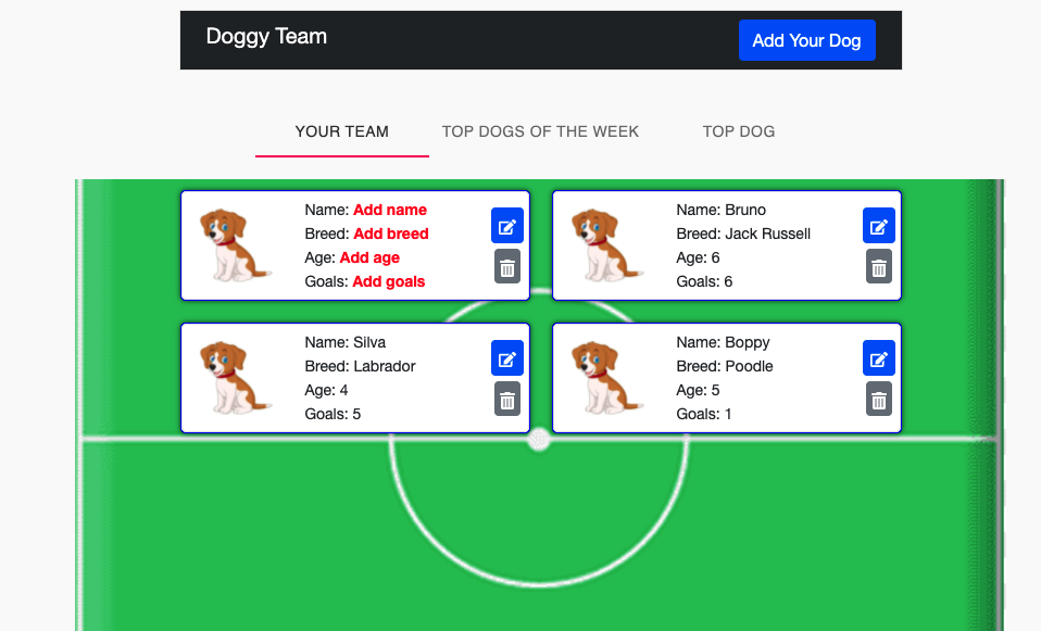 DOG Soccer Team (CRUD React)